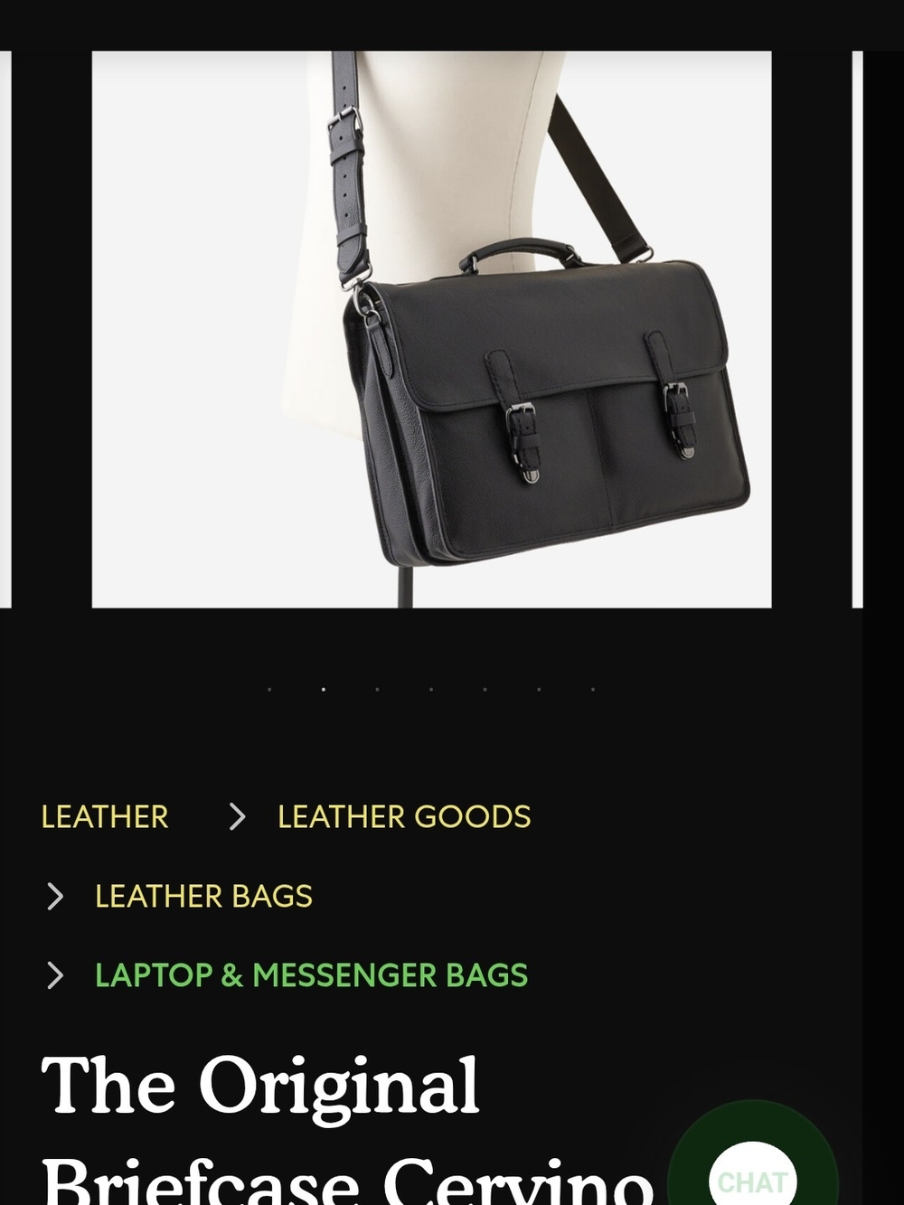 Roots Leather Briefcase Messenger Bag in Black